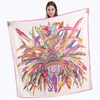 Sarongs Lesida Silk Scarf Women grote sjaals Feather Print Stoles Square Bandana Luxury Brand Kerchief Sjailves Vrouw Foulard 1306 230508