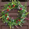 Dekorativa blommor vildblomma kransvägg hängande vårsimulering blomma rotting ring odödlig dörr vinrankel jul för