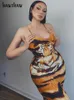 Платье Hawthaw Women Tiger Printed Bodycon без рукавов вечеринки вечернее платье 2022 Летняя одежда Оптовые предметы для бизнеса для бизнеса