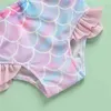 Tvådelar 0-36m småbarn flickor bikini set ruffle halter bikini topps sjöjungfru baddräkter för flickor sommar spädbarn flicka badkläder set