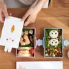 Servis uppsättningar 1 set bento box tecknad formfack snap-design bra tätning kawaii dagis barn lunch med bordsartiklar