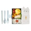 مجموعات أدوات المائدة 1 مجموعة Bento Box Cartoon Capartment Snap-Design Good Sealing Kawaii رياض الأطفال الغداء مع أدوات المائدة