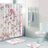 Rideaux Élégant flamant aquarelle rideaux de douche salle de bain rideau ensemble élégant flamant Tropical peinture rideaux de bain tapis décor