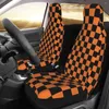 Bilstol täcker orange och svart rutigt mönster täcker pläd för bilar lastbilar SUV Auto Protector Accessories 2 st