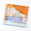 Sarongs Handmatige hand opgerolde Twill Silk Scarf Dames concertafdruk vierkante sjaals wraps echarpes gekrulde vouten femme bandana hijabs 90 cm 230508