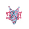 Twee delen zomer pasgeboren kinderen babymeisjes uit één stuk zwempak mode babymeisjes watermeloen print kwastje strandkleding badkleding met bowknot