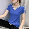 Camisas femininas 2023 Summer Short Manve Mesh Tops Moda Casual Roupas Lady Blusas