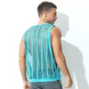 Débardeurs pour hommes Mesh sans manches Oneck Voir à travers les gilets fendus sur le côté Vêtements sexy Tee Streetwear Sports Fitness Singlets 230509