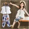 Kledingsets Tiener Girl Kleding Zomer Kinderen Fashion Sling Tops Floral Two Piece Set Children Suit Girls Outfits 4 5 8 9 10 12 Ye Dhngf