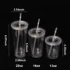 Upgrade 16oz/22oz Reusable Travel Ice Coffee Mugs Double Wall Insulate Clear Plastic Tumblers with Lid and Straws 1pcs 3pcs 12pcs/set