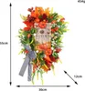 Flores decorativas cair grinaldas para a coroa da porta da frente floral com folhas decoração de parede pendurada na parte de férias de páscoa do outono