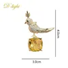 Pins Brooches Cartoon Retro Yellow Crystal Zircon Bird Animal Brooch Mens Ladies Suit Coat Pin Jewelry Party Banquet Daily Accessory Nice Gift 230509