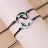 Pulseras de eslabones Pulsera Yin Yang Nacionalidades americanas europeas Goteo de aceite Tai Chi Gossip Fish Tejido Amistad Tarjeta de pareja A5KE