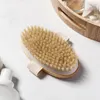 Bath Accessory Set Natural Bristle Brush Soft Wet Dry Skin Body SPA Massager Home