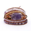 Chain Drop Natural Stones Crystal Quartz Charm 5 Strands Wrap Bracelets Handmade Boho Women Leather 230508