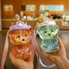 1.5l Bear Straw Water Bottle Summer Outdoor Large Capacity Plastic Straw Drinking Cup Sweet Children Water Cup Kawaii Bear Kettle