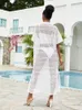 Women's Swimwear Swimsuit Cover Ups For Cut Out Lace Women White Transparent Beach Dresses Elegant Summer Holiday 2023 Bathing Suits