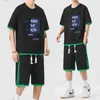 Tracksuits voor heren 2023 Summer Heren T-shirt Shorts Sets Sports Out meter snel drogen korte mouw top T-stukjes knie-lengte pant suit