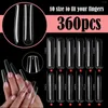 Faux ongles 360 pièces ensemble faux ongles conseils Transparent Gel vernis Extension longue Art manucure maison beauté femmes filles