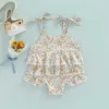 Deux pièces été enfants bébé filles maillots de bain Bikini princesse mignon fleur imprimé à volants nœud papillon sans manches Triangle maillot de bain vêtements de plage