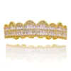 Senhor jóias 18k dentes de ouro Grillz com Baguette Diamond Gold Grillz Hip Hop dentes