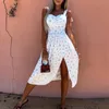 Party Dresses Summer Womens Floral Printed Sleeveless Beach Slit Dress Sexy Casual LaceUp Backless Strapless Sundress Sukienka#g5 230508