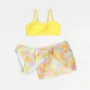 Deux pièces bébé filles maillots de bain enfants enfant filles pièce maillots de bain maillot de bain haut de bikini caleçon imprimer jupe ensemble de maillots de bain