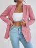 Trajes de mujer Blazers Chaqueta de primavera Elegante Rosa Rojo Oficina Damas Oversize Manga larga Traje casual Abrigos para mujer Moda 230509