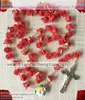 Chains Free Ship 1pcs/set Catholic Rosary Necklace Soft Cerami Beads Rose Religious Clay Bead