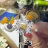 Anéis de banda 2023 Verão Novo Arte Fresh Stamen AAA Cubic Zirconia Abertura Anel ajustável para o Gift de Jóias de Jóias para o Jardim Feminino 0071 Z0509