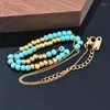 Colliers pendants Leeker 316L Collier en pierre bleu en acier inoxydable pour femmes chaîne de couleur or sur le cou accessoires bijoux de mode 008 LK3