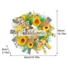 Decorative Flowers Artificial Sunflower Wreath Yellow Summer Floral Door Round Wall Window Rustic Home Garden Hanging