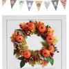 Fleurs décoratives automne guirlande Halloween récolte saison érable 3D avec feuilles citrouilles baies pour porte d'entrée