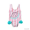 Deux pièces 0-36 mois bébé maillot de bain filles été pastèque rose motif rayé maillot de bain enfant en bas âge filles maillot de bain body
