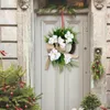 Fiori decorativi Blossom Magnolia Wreath Foglia artificiale per la porta d'ingresso Placca Ghirlande e ghirlande Decorazioni per la casa di nozze Vintage 2023