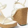 2023-Summer lüks amatuus sandaletler ayakkabı latte nappa latte kama incileri ve kristal süslemesi gece elbise partisi bayan konfor yürüyüş eu35-43