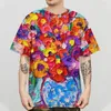Męskie koszule T Summer Strasze krótkie rękawowe luźne koszulka Ogniła koszula moda Top Street Hip Hop Graphics Funnymen's