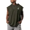 MENS TANK TOPS SEMEVELESS HOODED Summer Gym Stringer Bodybuilding Fitness Sport Workout Singlet Loose Vest Hoodie Top 230509