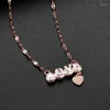 Chains Necklace For Women Love Rose Gold Color Spinner Zircon Heart Anxiety Fidget Pendant Clavicle Chain Lover Christmas Gift Ideas