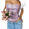 Kvinnors tankar Sexig ärmlös Bustier Tank Topps Kvinnor Fashion Casual Wrap Tube Backless Slim Fit Purple Summer 2023