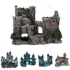 Decoraties Aquarium Ancient Castle Decoration Resin Artificial Building Rocks Cave for Aquarium Fish Tank Landscaping Ornament Decor 230506