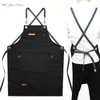 Tabliers Mode Unisexe Tablier De Travail Pour Hommes Toile Noir Tablier Bib Réglable Cuisine Cuisine Tabliers Pour Femme Avec Outil Poches 230509