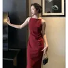 Abiti casual 2023 per donne in stile estivo in stile francese elegante abito rosso bianco rosso nero slim bodycon da sera