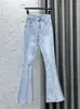 Women's Jeans Blue Washed For Women Spring And Summer Girl High Waist Straight Flare Pants Ladies Slim Skinny Sexy Denim Jean