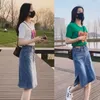 Vestidos de trabajo Pantalones vaqueros de moda Faldas Trajes Ropa de verano para mujer Conjunto de falda de mezclilla de cintura alta coreana Conjuntos de 2 piezas Conjuntos para mujer Q90