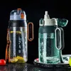 1600/2100ml Sportwasserflasche Outdoor auslaufsicher Fitness Gym Training Stroh Wasserbecher Shaker Flasche mit tragbarem Griff