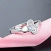 Cluster-Ringe Blume mit Zirkon verstellbarer Ring-Stil romantisch gutes Schmuck für Frauen in 925 Sterling Silber Super Angebote