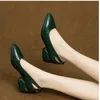 Elegante Schuhe aus weichem Leder, flacher Mund, einzelne Schuhe, dicker Absatz, spitze Schleife, niedriger Absatz, Damenschuhe, vielseitige Scoop-Schuhe, 230508