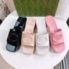 Designer Women Slippers Chunky Rubber Slippers Jelly Sandals High Heels Sandal Summer Thick Bottom Slipper Beach Slides Alphabet Pink Candy Colors With Box NO267