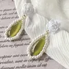 Boucles d'oreilles pendantes mode française grâce tendre pour les femmes sens du Design blanc Rose perle vert opale bijoux goutte d'eau oreille Clip